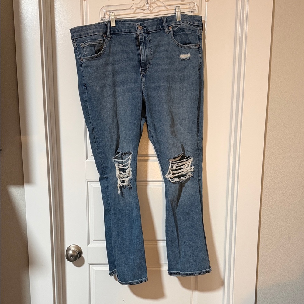 American Eagle Outfitters Ripped Straight Leg Jeans - Blue